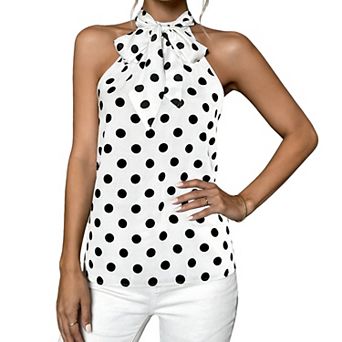 Women's Halter Top Tied Sleeveless Casual Blouse Loose Fit Summer Tops