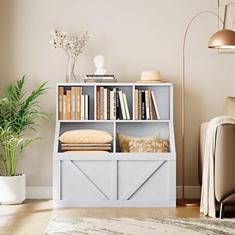 Toy Storage Organizer and Kids Bookshelf, Toddler Toy Storage Cabinet with Toy Shelf