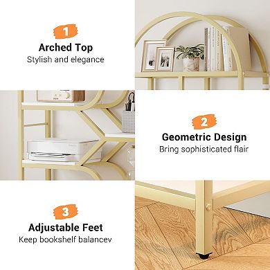 6 Tier Arched Metal Frame Bookshelf, Open Storage Organizer, Display Bookcase for Home, Office