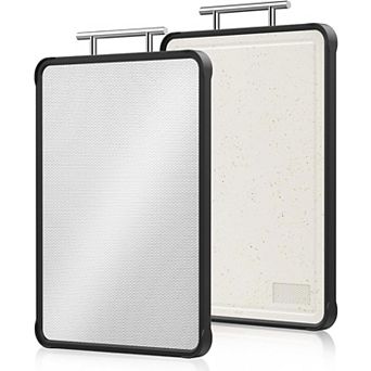 2 pc Stainless Steel Chopping Board Double-Sided Dishwasher Safe with Juice Groove