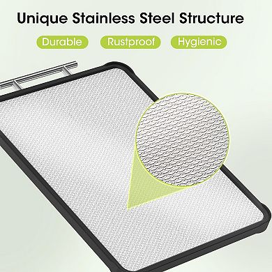 2PC Stainless Steel Chopping Board Double-Sided Dishwasher Safe with Juice Groove