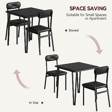 Dining Table Set for 2, Kitchen Table with Upholstered Chairs for Apartment and Small Spaces