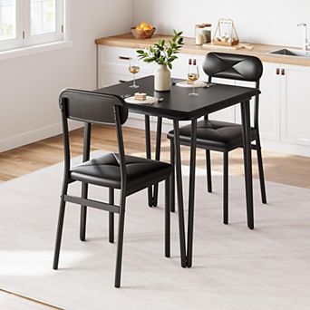 Dining Table Set for 2, Kitchen Table with Upholstered Chairs for Apartment and Small Spaces