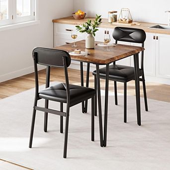 Dining Table Set for 2, Kitchen Table with Upholstered Chairs for Apartment and Small Spaces