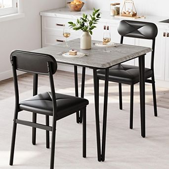 Dining Table Set for 2, Kitchen Table with Upholstered Chairs for Apartment and Small Spaces