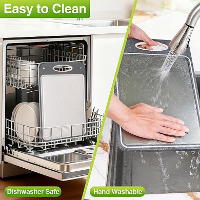 2pc Titanium Chopping Board for Meat Fish Fruits Vegetables Dishwasher Safe