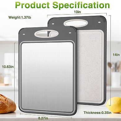 2pc Titanium Chopping Board for Meat Fish Fruits Vegetables Dishwasher Safe