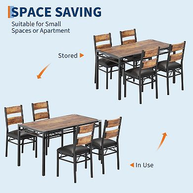 Dining Table Set for 4, Wood Table Chairs Set with Corner Protector for Small Space, Apartment