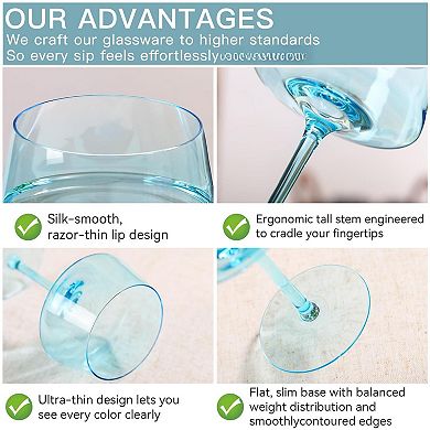 6-13oz Summer Crystal Coupe Cocktail Glasses Handblown Gift