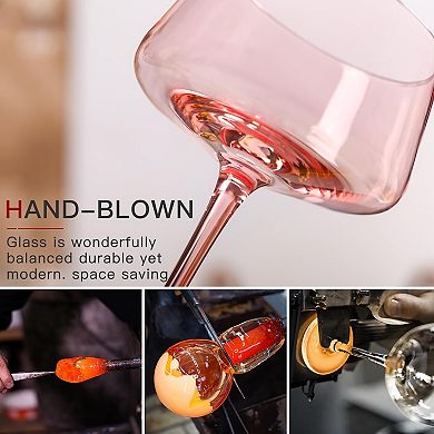 6-13oz Summer Crystal Coupe Cocktail Glasses Handblown Gift