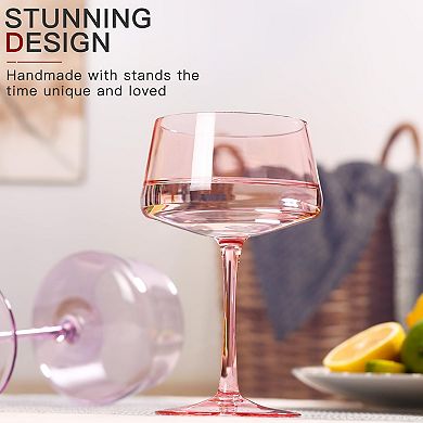 6-13oz Summer Crystal Coupe Cocktail Glasses Handblown Gift