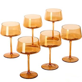 6-13oz Summer Crystal Coupe Cocktail Glasses Handblown Gift