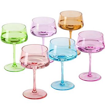 6-13oz Summer Crystal Coupe Cocktail Glasses Handblown Gift