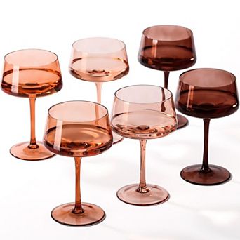 6-13oz Summer Crystal Coupe Cocktail Glasses Handblown Gift