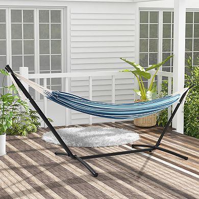 Blue Portable 2-Person Hammock Set with Stand and Carry Bags