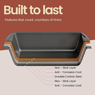 Nonstick Carbon Steel Loaf Pan 11" Bread Baking Pan, Oven Safe 450°F