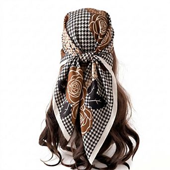 Women's Floral Large Square Scarf Lightweight Head Neck Hair Wrap Shawl 35 Inch