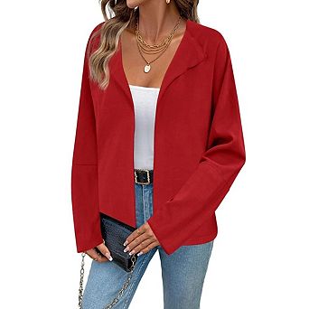Women's Casual Suit Cardigan Long Sleeve Solid Color Stylish Lapel Coat