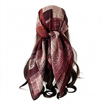 Women's Large Abstract Square Scarf 35 Inch Lightweight Fashion Neck Hair Shawl Wrap