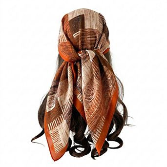 Women's Large Abstract Square Scarf 35 Inch Lightweight Fashion Neck Hair Shawl Wrap