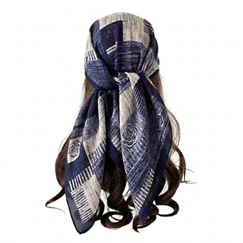 Women's Large Abstract Square Scarf 35 Inch Lightweight Fashion Neck Hair Shawl Wrap