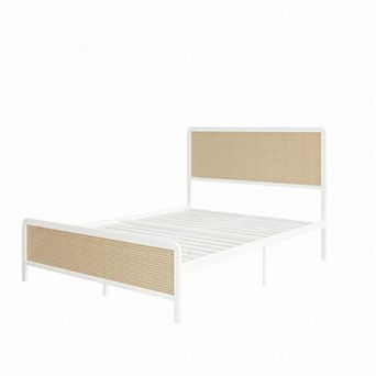 Bed Frame with LED Lights, Boho Platform Frame