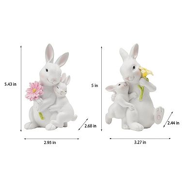2PC Easter Bunny Family Figurine Mother Son Spring Wedding Decor