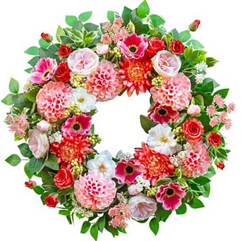 24" Spring Colorful Artificial Wreath All Seasons Home Decor