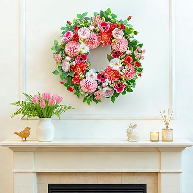 24" Spring Colorful Artificial Wreath All Seasons Home Decor