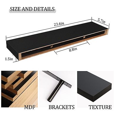 23.6" Floating Shelf Wall Decor Mounted Hanging Set for Bathroom Kitchen
