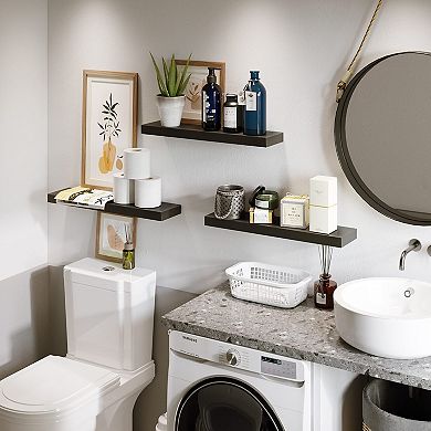 23.6" Floating Shelf Wall Decor Mounted Hanging Set for Bathroom Kitchen