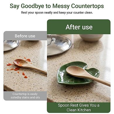 Cute Leaf Ceramic Spoon Rest Decor Gift