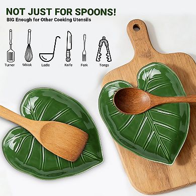 Cute Leaf Ceramic Spoon Rest Decor Gift