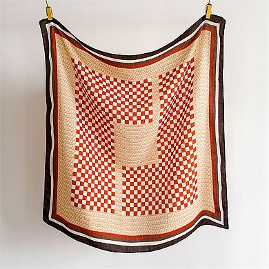 Women's Checkered Large Square Scarf Lightweight Head Neck Hair Wrap 35 Inch