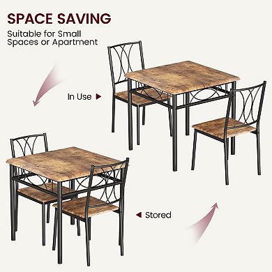 Dining Table Set for 2, Square Dining Table and Chairs Set with 2 MDF Chairs, for Apartment