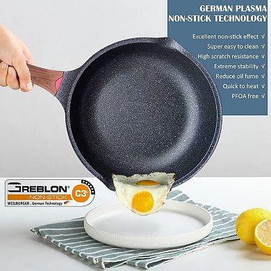 12in/5.5qt Nonstick Deep Frying Pan Saute With Lid Ceramic Coating