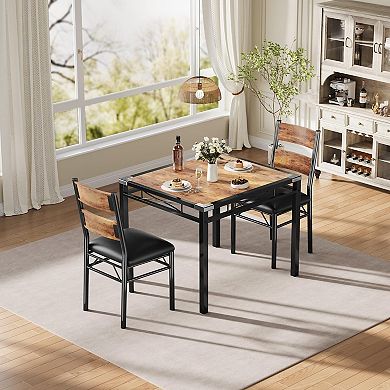 Dining Table Set for 2, Dining Table with 2 Upholstered Chairs, for Kitchen, Apartment