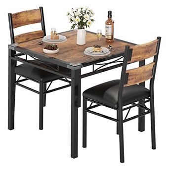 Dining Table Set for 2, Dining Table with 2 Upholstered Chairs, for Kitchen, Apartment