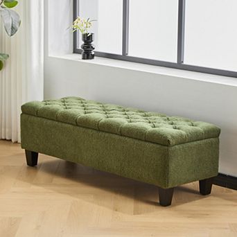 KWPZQEB Safe Slow-Close Hinges Ottoman Storage Bench for Bedroom