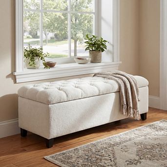 KWPZQEB Safe Slow-Close Hinges Ottoman Storage Bench for Bedroom