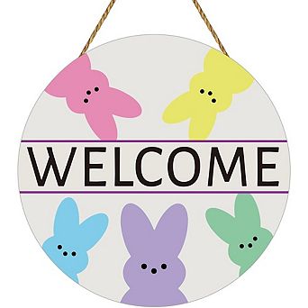 Easter Bunny Wooden Wreath Door Sign Hanging Decor Durable Reusable