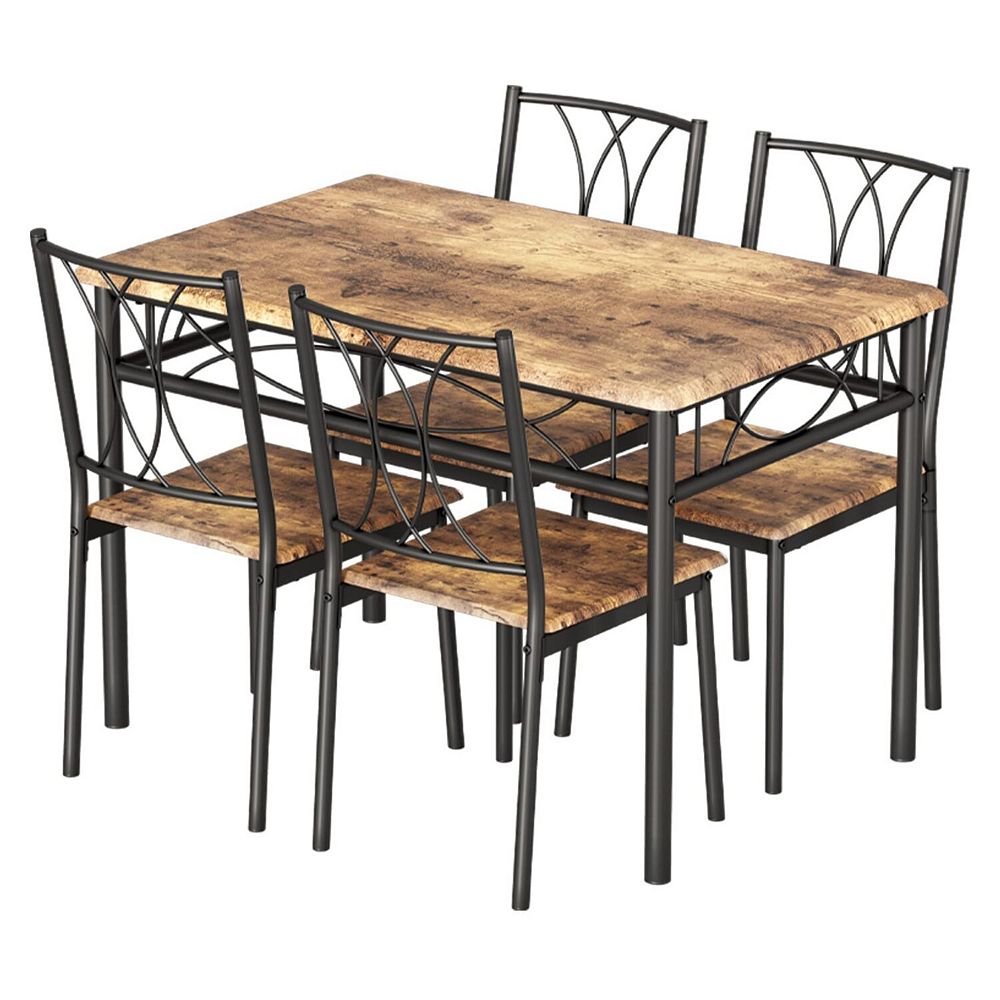 Dining Table Set for 4, Rectangular Kitchen Table with 4 MDF Chairs ...