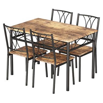 Dining Table Set for 4, Rectangular Kitchen Table with 4 MDF Chairs, for Kitchen, Dining Room