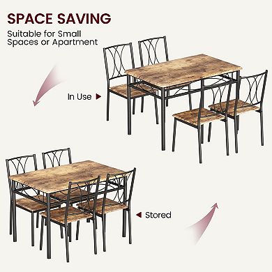 Dining Table Set for 4, Rectangular Kitchen Table with 4 MDF Chairs, for Kitchen, Dining Room