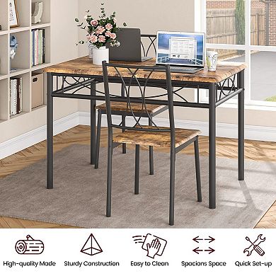 Dining Table Set for 4, Rectangular Kitchen Table with 4 MDF Chairs, for Kitchen, Dining Room