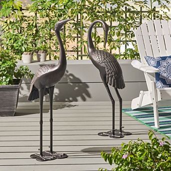 KWPZQEB Aluminium Metal Bird Garden Statue Set of 2