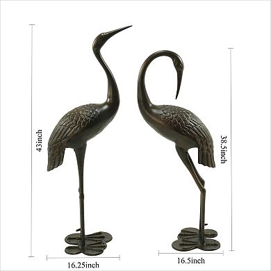 KWPZQEB Aluminium Metal Bird Garden Statue Set of 2