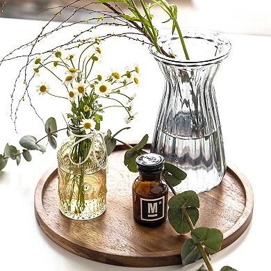 11.5" Round Wood Tray Home Decor Tray