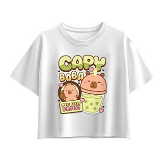 Girls 7-16 CapyFun Capybara Boba Boxy Tee