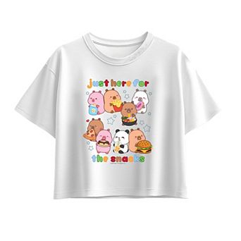 Girls 7-16 CapyFun Capybara Just Here For The Snacks Boxy Tee